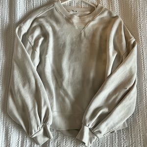 Abercrombie and Fitch Gray and White Crewneck (Medium)